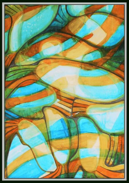Ryby a plávajúci Jozo[Fisch and swiming Jozef]akvarel,100x70cm,02